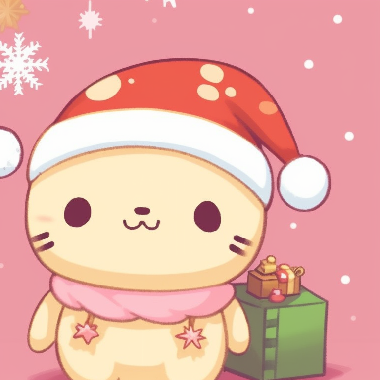 Two characters Pompompurin wearing Santa hats, pastel palette covers handle and backgrounds. adorable matching sanrio christmas pfp selection pfp for discord.