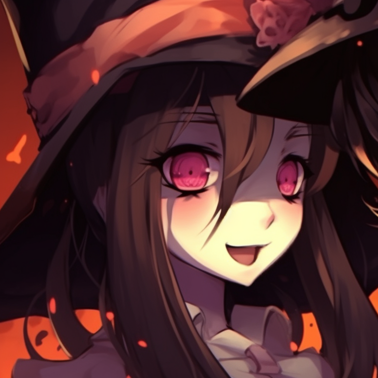 Two characters in Halloween costumes, dark tones and shadows, staring at each other cute matching pfp for couples halloween styled pfp for discord.