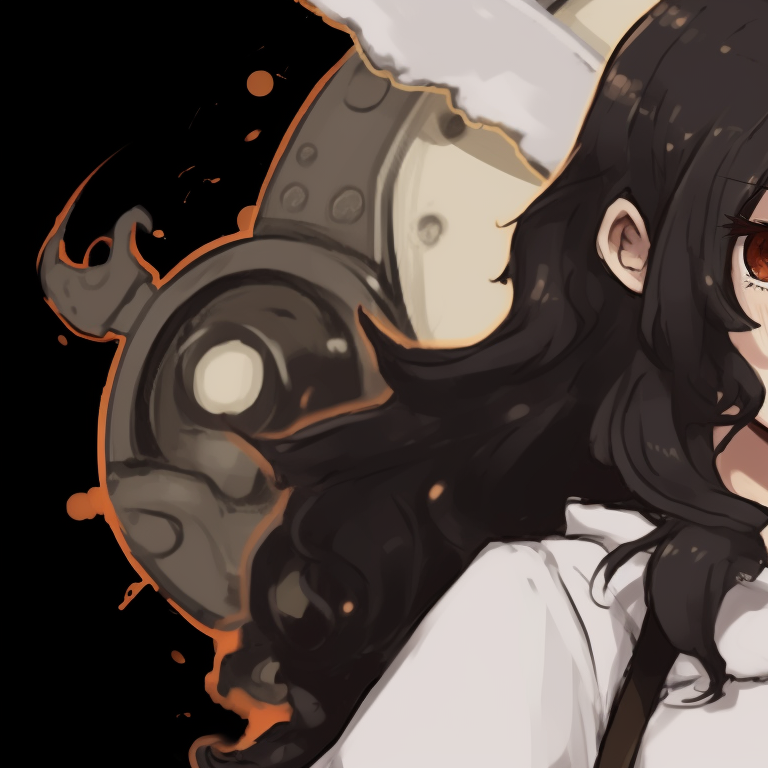 Two characters with steampunk attire, gears and cogs motifs, standing confidently. memcchi matching pfp variants pfp for discord.