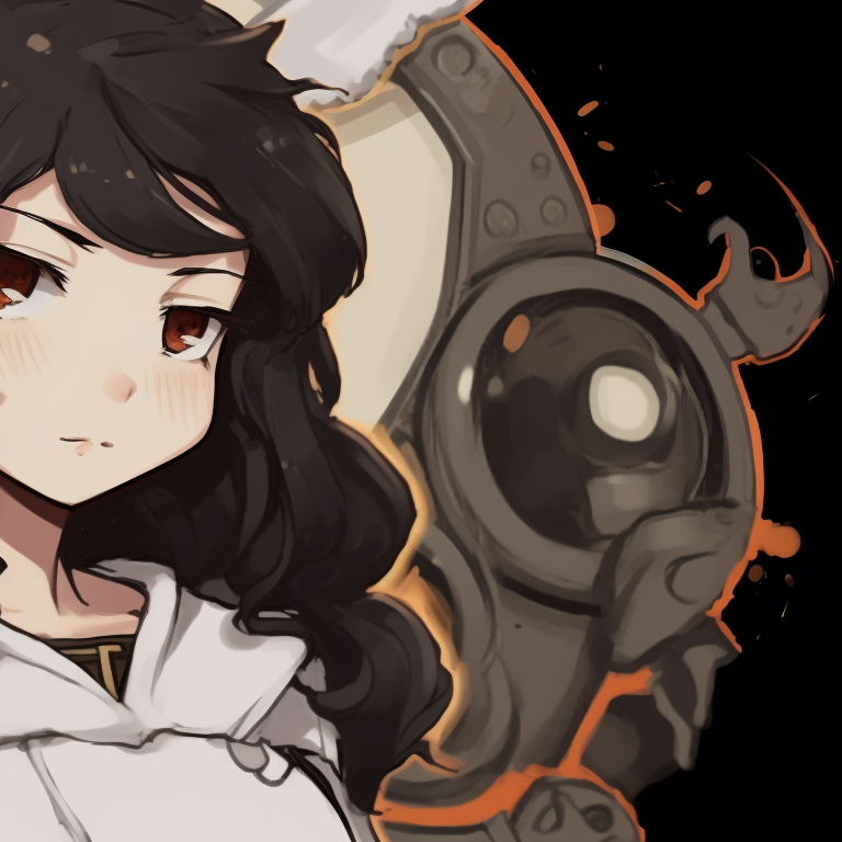 Two characters with steampunk attire, gears and cogs motifs, standing confidently. memcchi matching pfp variants pfp for discord.