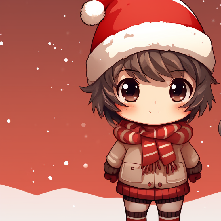 Close-up of two characters in festive wear, high contrast and detailed stitching. rustic matching christmas tiktok pfp pfp for discord.