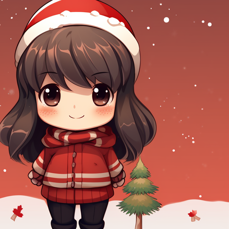 Close-up of two characters in festive wear, high contrast and detailed stitching. rustic matching christmas tiktok pfp pfp for discord.