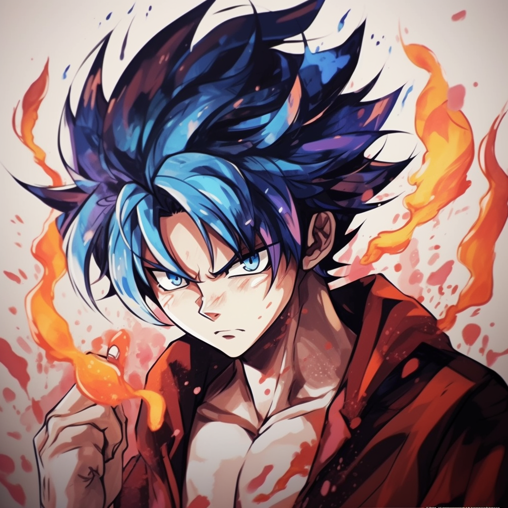 Close-up shot of Goku's face, highlighting the sharp lines and characteristic features. classic anime pfp pfp for discord.