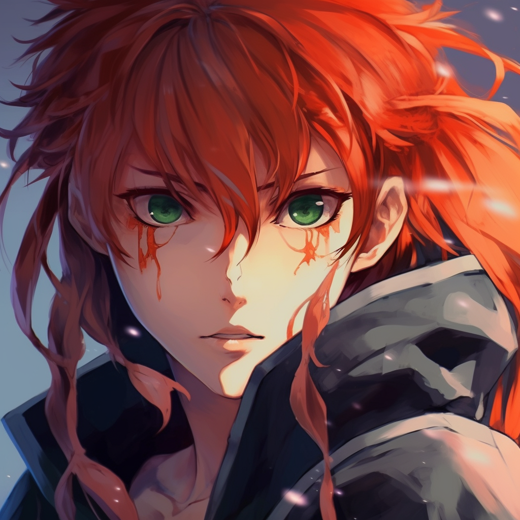 Asuka with her red hair, strong color palette and detailed linework. exceptional anime pfp pfp for discord.