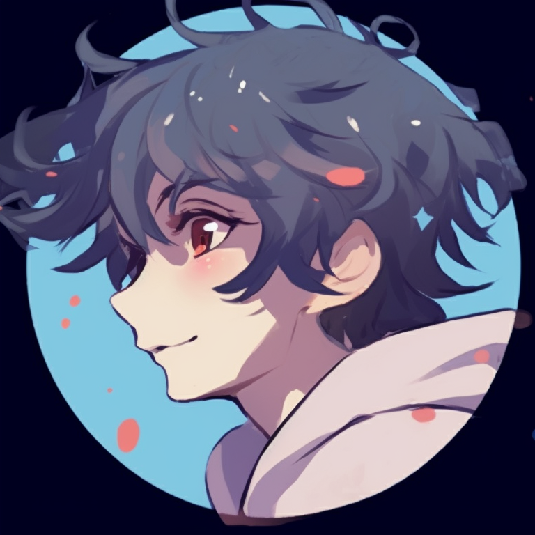 Matching profiles of two characters, starry background with watercolor effect. trendy discord matching pfp collection pfp for discord.