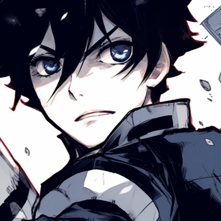 Close-up of two characters, detailed features and intense gazes. blue lock matching pfp - male characters pfp for discord.