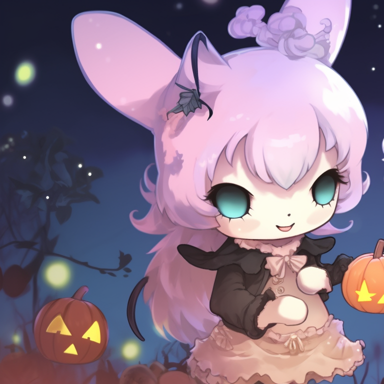 Two characters as festive bears, warm festive colors with fall detail, sharing a pumpkin. pfp pair animal halloween theme pfp for discord.