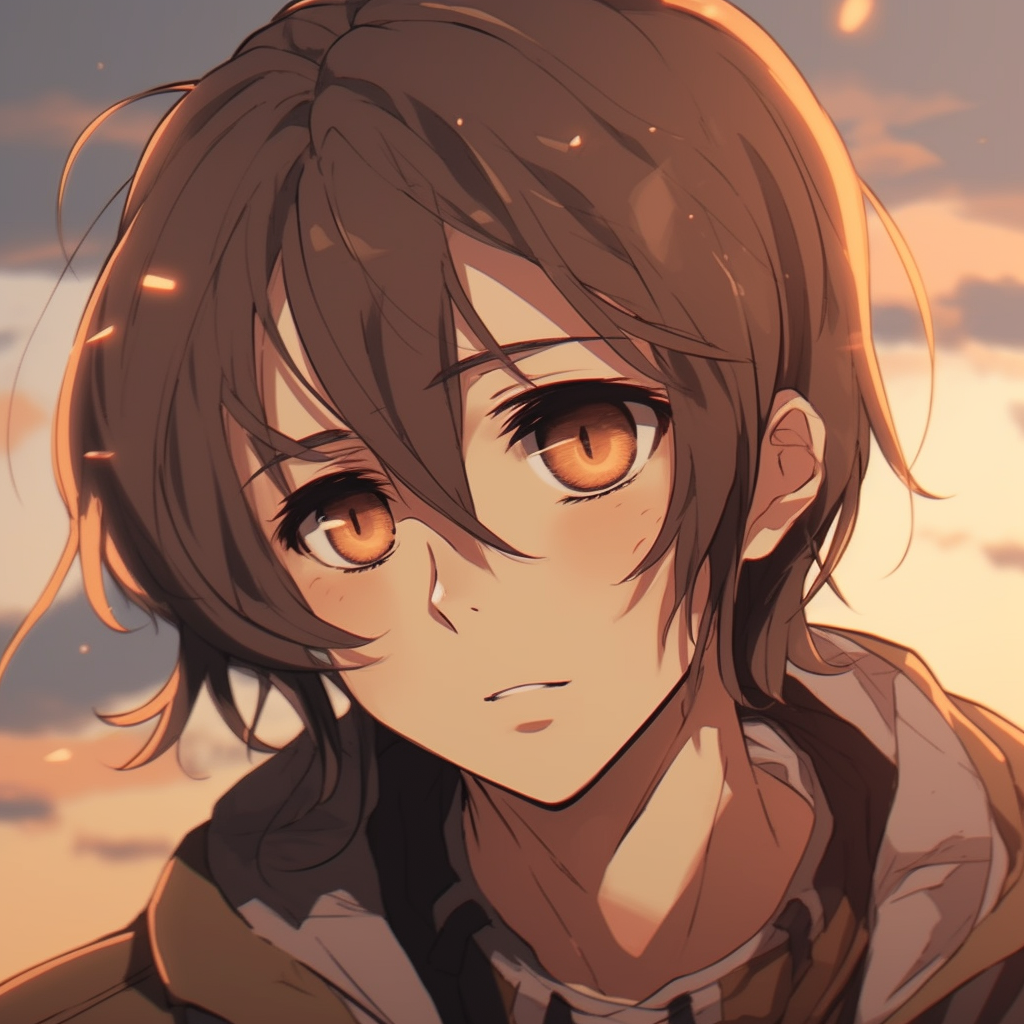 Eren Yeager from Attack on Titan, intense gaze and brown hair. aesthetic cute anime pfp for boys pfp for discord.