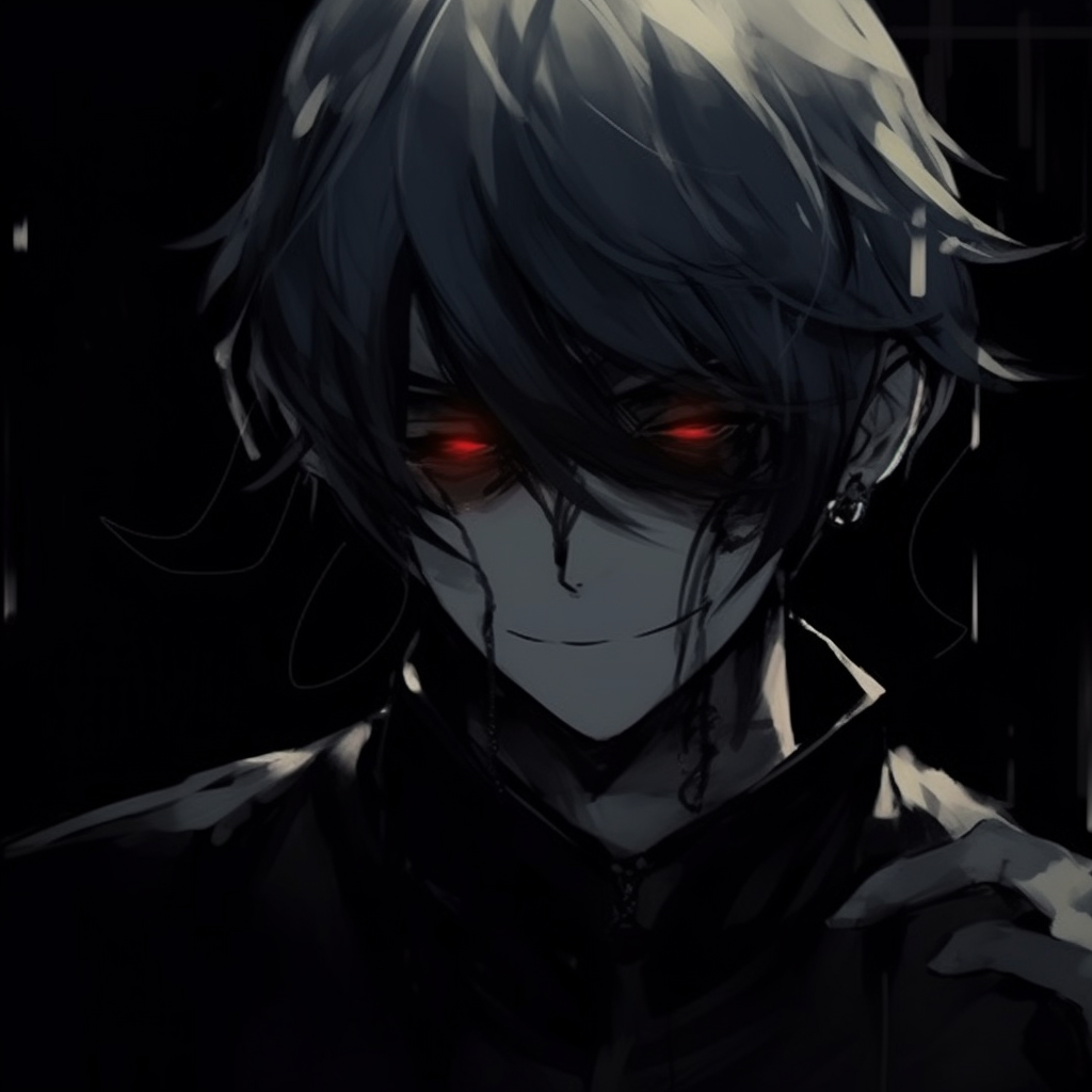 Kaneki partially covered in shadows, placing emphasis on his striking red ghoul eye and white hair. dark anime pfp gifsHD, free download