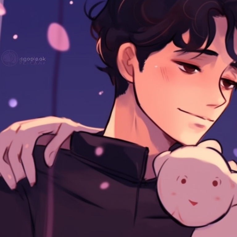 Two characters with magical elements around, mesmerizing gaze and vibrant color palette. perfect matching pfp for couples pfp for discord.