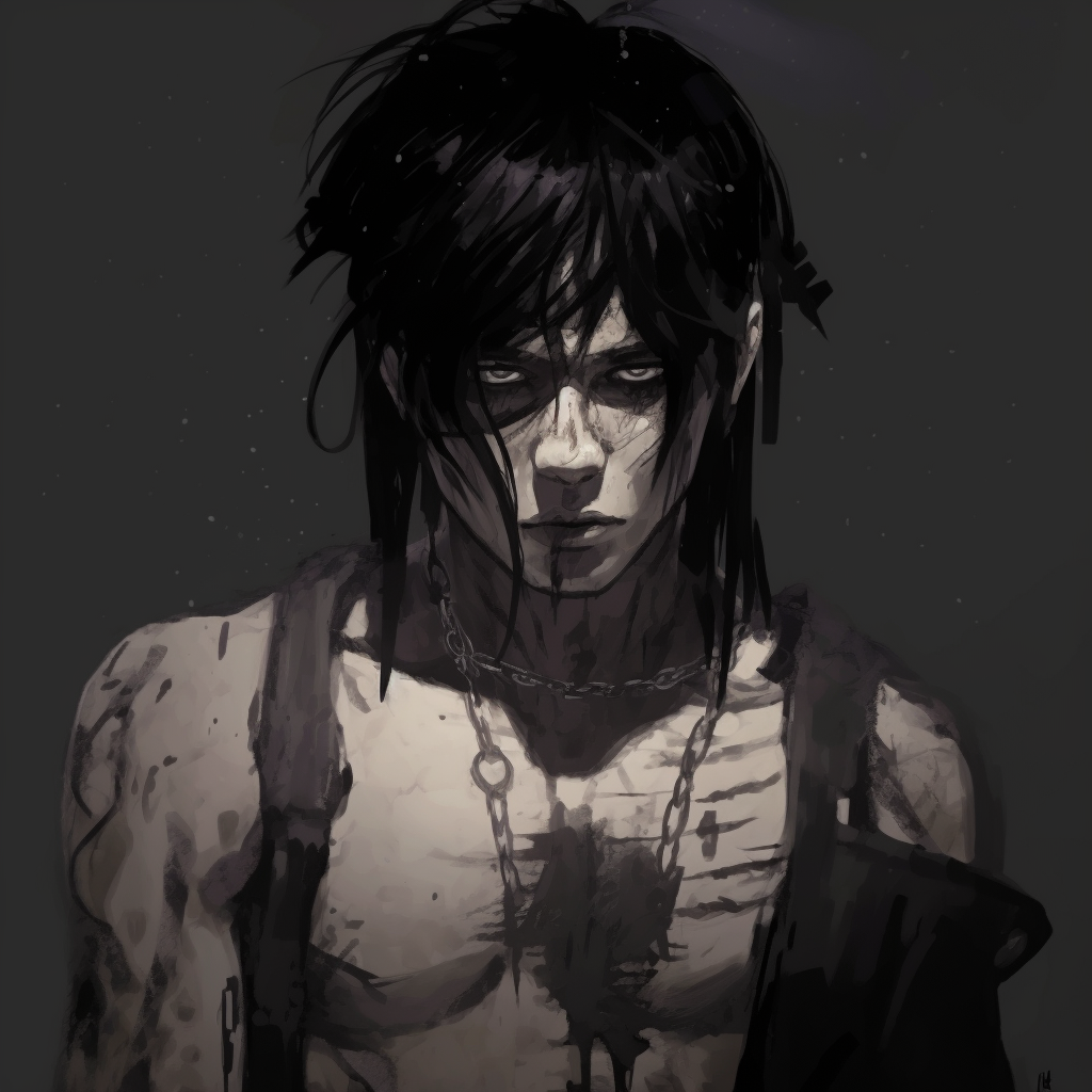 Gritty anti-hero character, featuring grunge textures and a nonchalant expression. masculine grunge aesthetic pfp pfp for discord.