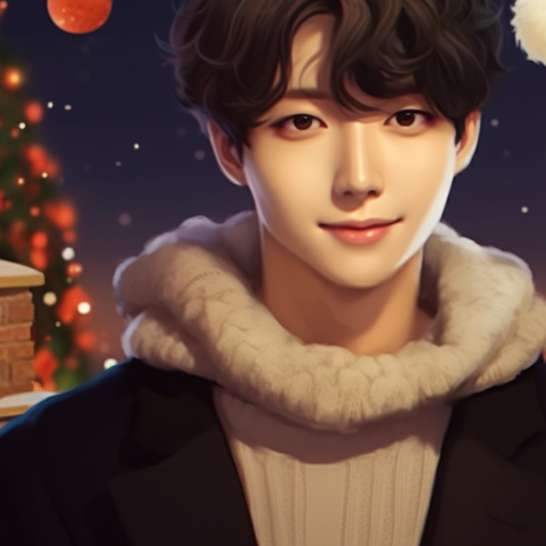 Two characters on a Christmas sleigh ride, dynamic lines and cheerful expressions. matching bts christmas pfp art for fans pfp for discord.