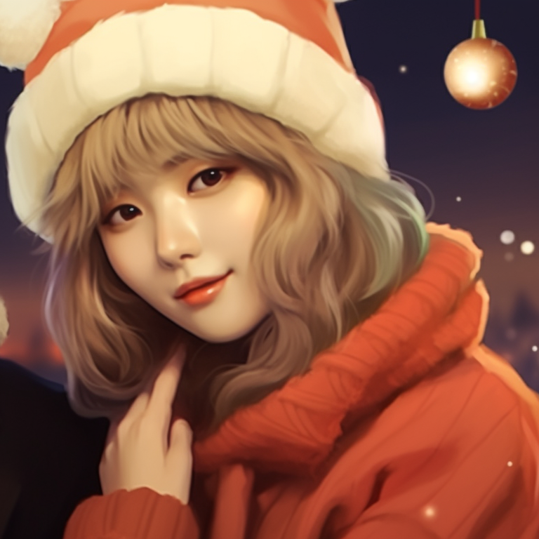 Two characters on a Christmas sleigh ride, dynamic lines and cheerful expressions. matching bts christmas pfp art for fans pfp for discord.