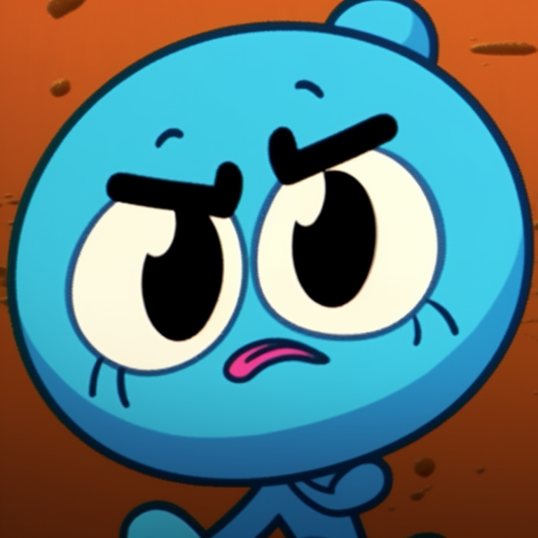 Close-up of Gumball and Darwin, comical expressions and minimalist style. gumball and darwin themed pfp pfp for discord.