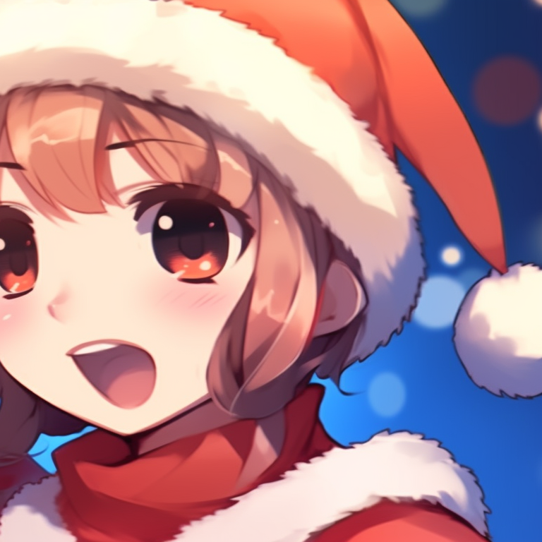 Two characters toasting with holiday drinks, vivid hues and festive atmosphere. best matching christmas themed pfp for 2023 pfp for discord.