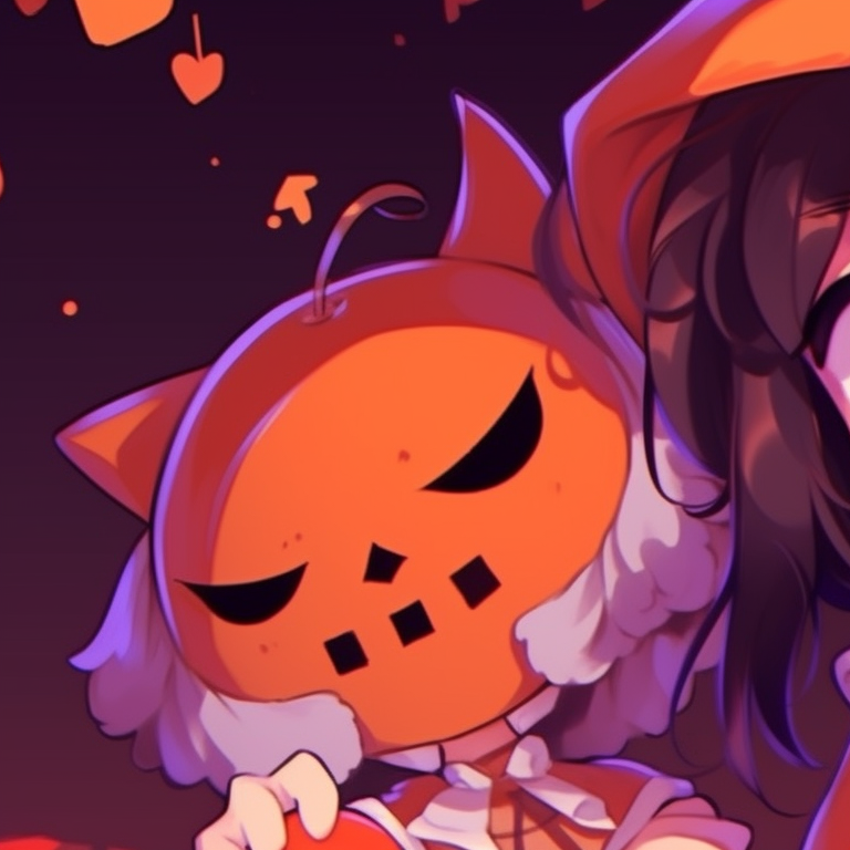 Two characters dressed as classic halloween monsters, pastel color palette and innocent expressions. cute halloween matching pfp for lovers pfp for discord.
