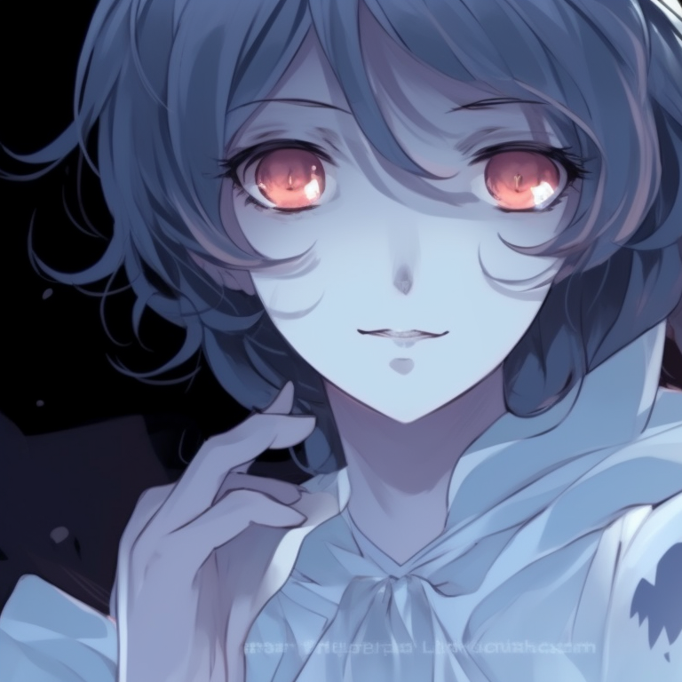 Two characters garbed in ghostly bed sheets, soft blues and greys, floating side-by-side. matching pfp for discord halloween theme: spooky pfp for discord.