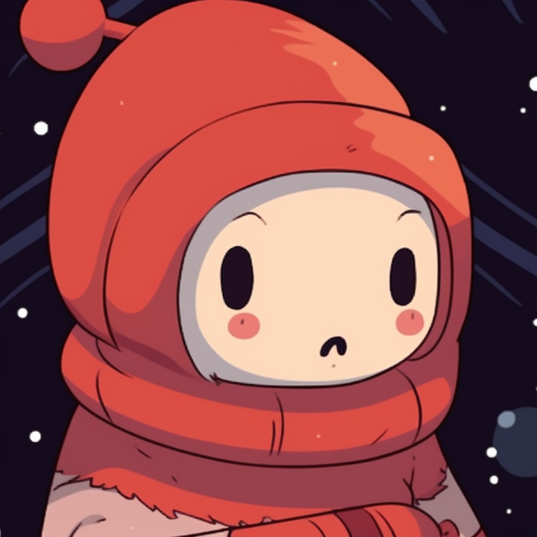 Two characters, starry Christmas night, bright colors with retro aesthetic. unique matching retro aesthetic cartoon pfp christmas themes pfp for discord.