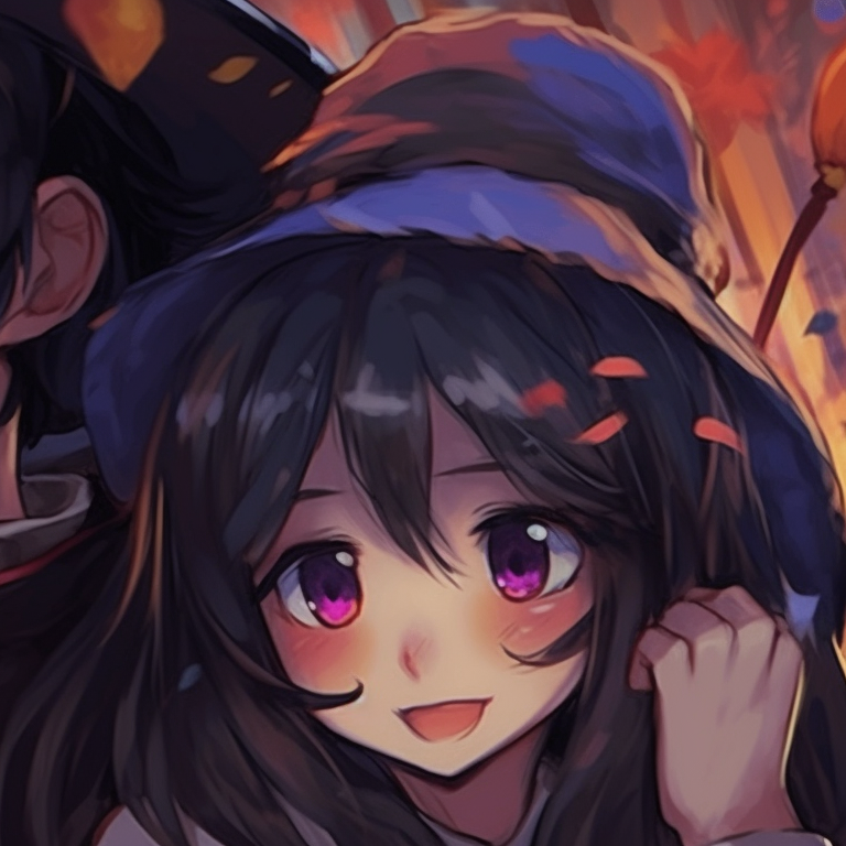 Two girls in traditional kimono, connected by red thread, detailed textures. unique girl's matching pfp pfp for discord.