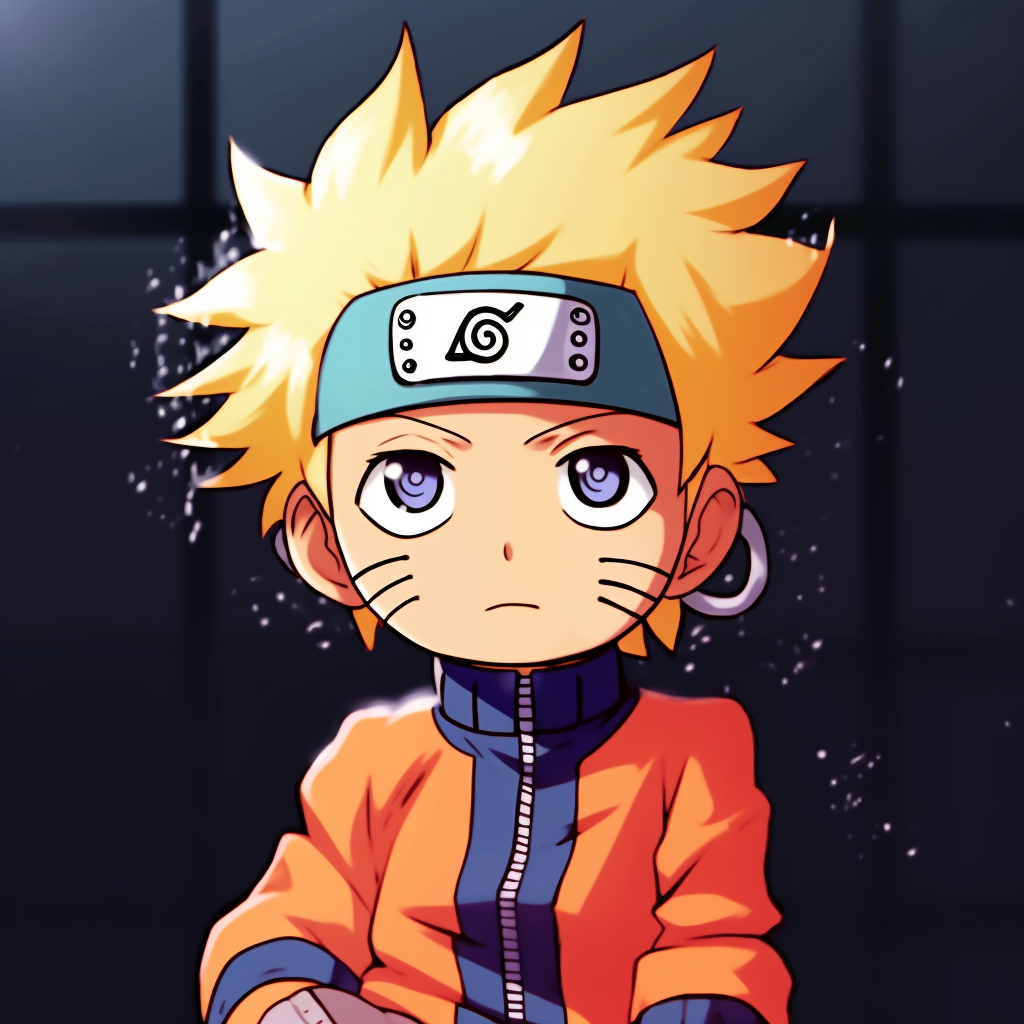 An adorable representation of Naruto in action, simple outlines and vibrant colors. adorably funny anime pfp pfp for discord.