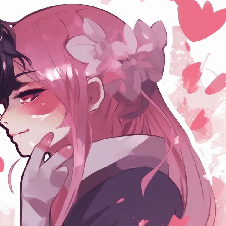 Two characters on a grassy hill, looking up at the starry sky, cool tones and serene expressions. aesthetic matching couple pfp pfp for discord.