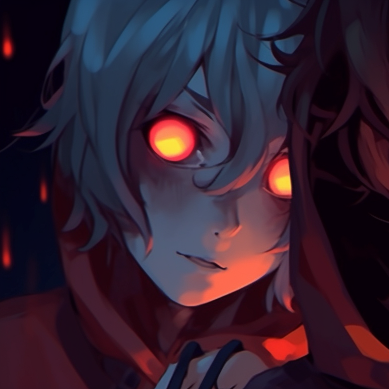 Two characters sorrowfully gazing at the moon, with melancholic expressions and deep midnight blues. chilling sad pfps - halloween matching themes pfp for discord.