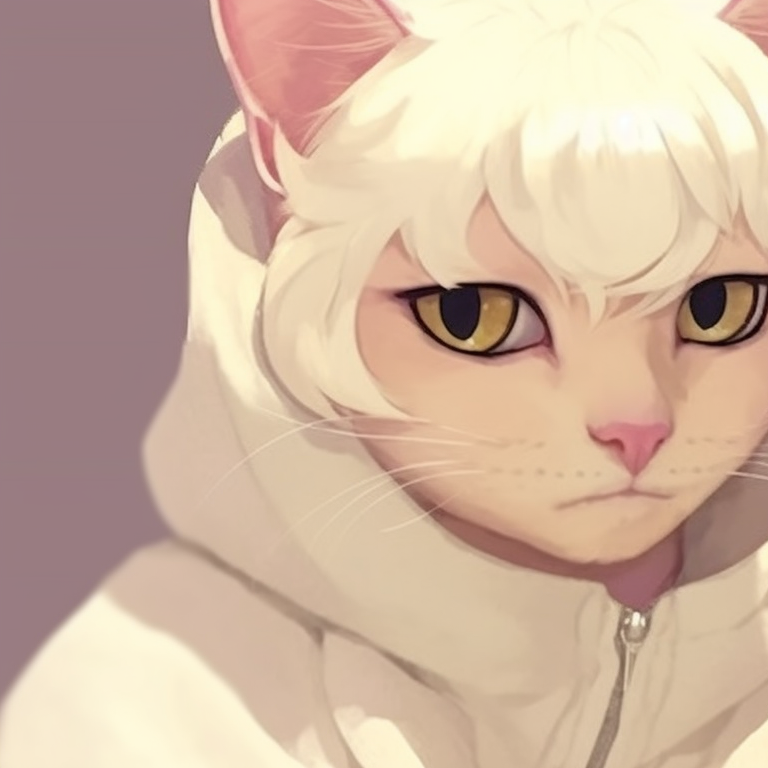 Two characters under a moonlit sky, their cat ears prominent, with a hint of romantic tension. boy and girl cat matching pfp pfp for discord.