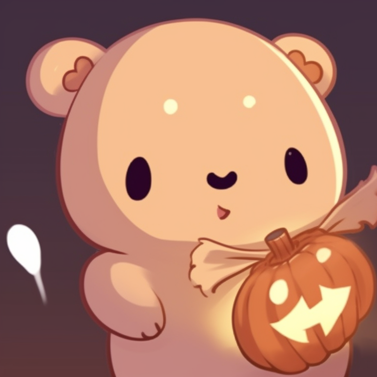 Milk bear dressed as a cute devil and Mocha bear as an angel, strong contrasting colors with a playful vibe. creative halloween theme ideas for milk and mocha bear matching pfp pfp for discord.
