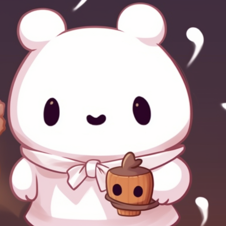 Milk bear dressed as a cute devil and Mocha bear as an angel, strong contrasting colors with a playful vibe. creative halloween theme ideas for milk and mocha bear matching pfp pfp for discord.