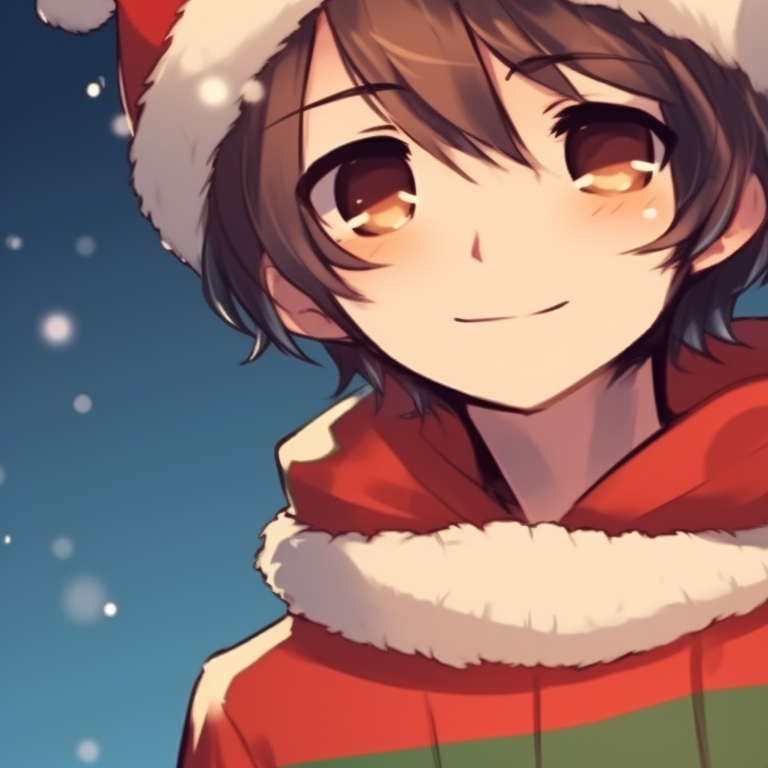 Two characters in Santa's helper outfits, vibrant greens and reds, exchanging gifts. christmas matching pfp ideas pfp for discord.