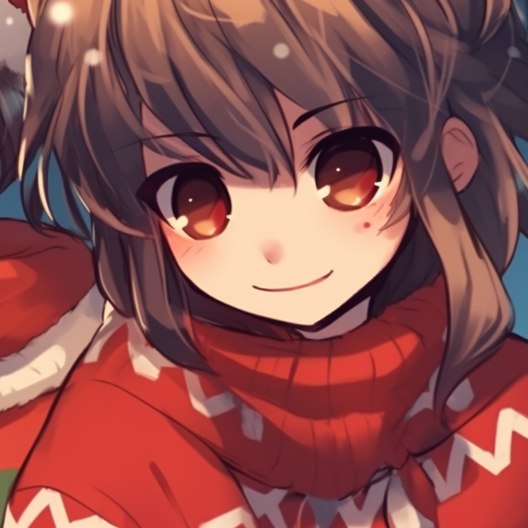 Two characters in Santa's helper outfits, vibrant greens and reds, exchanging gifts. christmas matching pfp ideas pfp for discord.