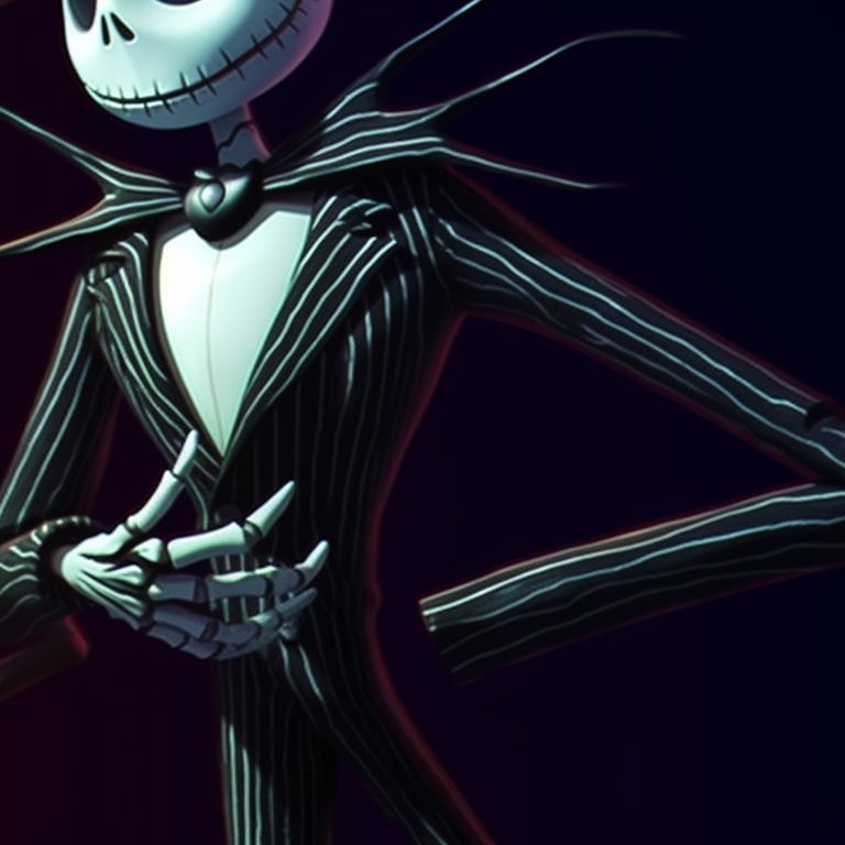 Two characters in matching nightmare before christmas outfits, intricate details with contrasting colors. creating matching pfp with nightmare before christmas halloween theme pfp for discord.