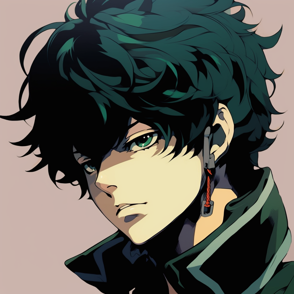 Spike smoking a cigarette, film noir atmosphere and cool tones. classic anime male pfp pfp for discord.