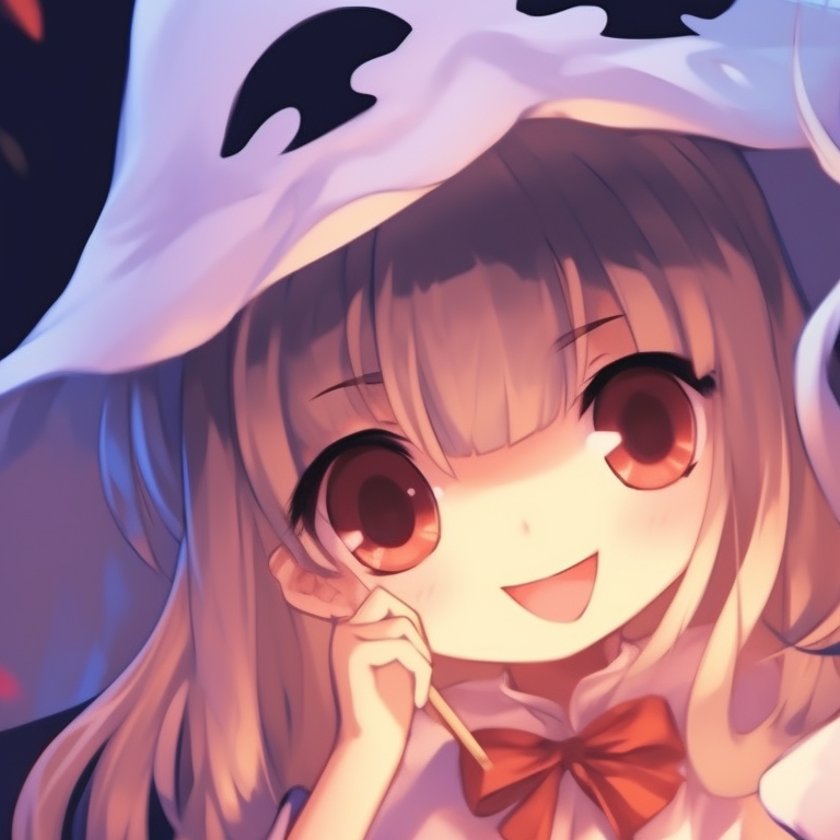 Two characters in matching witch outfits, magic aura and detailed broomsticks. adorable halloween theme - best friend matching pfp pfp for discord.