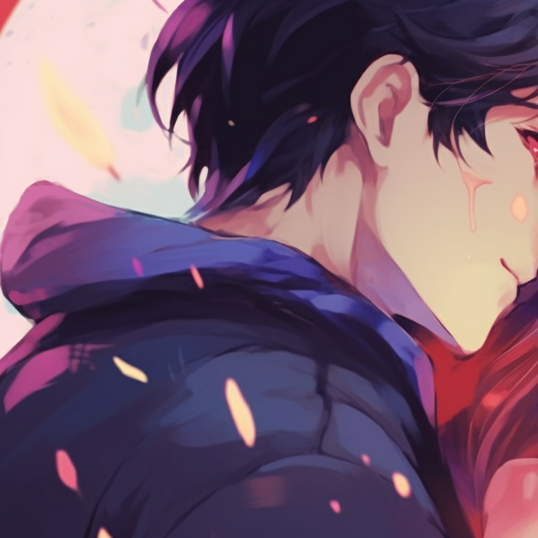 An edgy pair, distinct character designs and intense expressions. manga themed couple pfp matching pfp for discord.