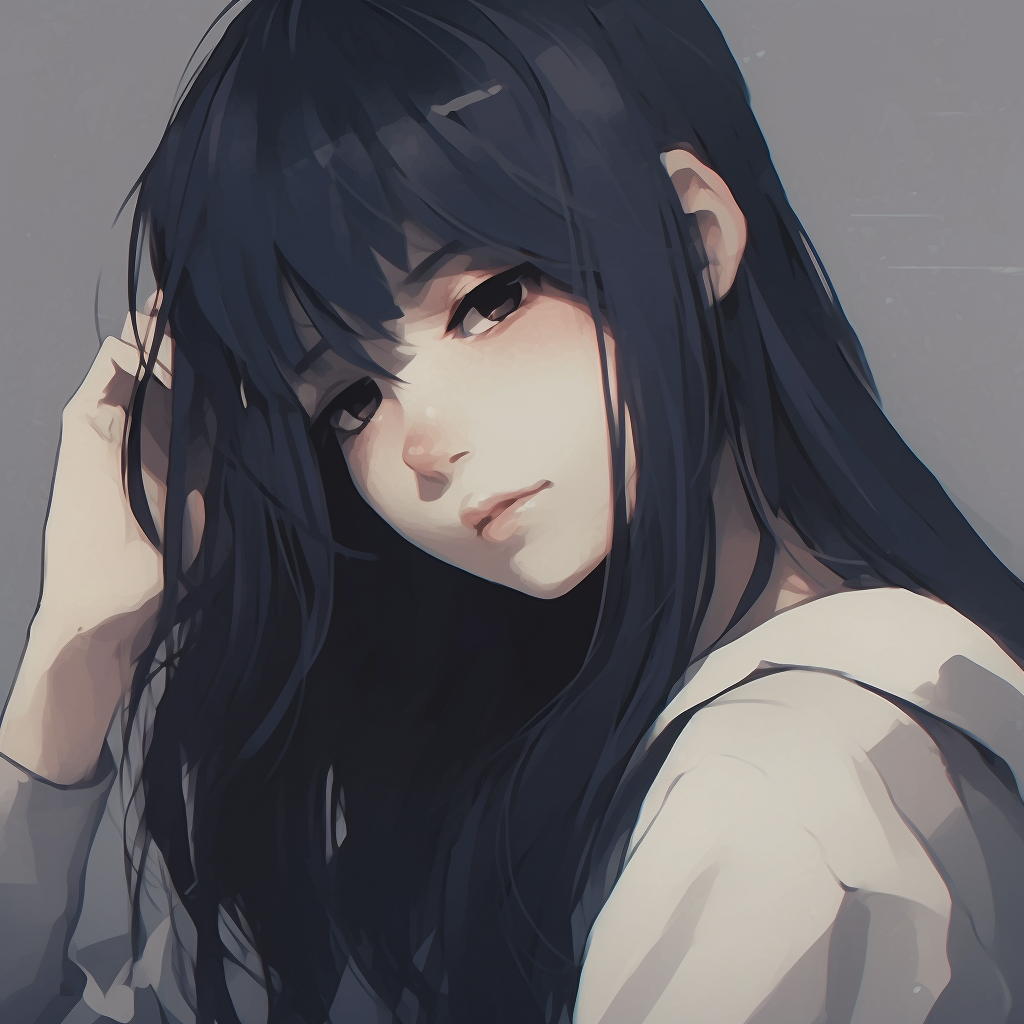 Depressed anime girl standing in the rain, high details on water droplets and cool color palette. aesthetics depressed anime girl pfp pfp for discord.