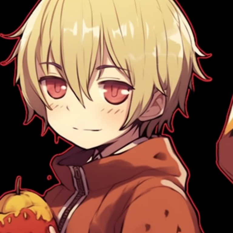 Denji and Power in matching Halloween candies outfits, detailed designs and warm colors. denji and power halloween pfp ideas pfp for discord.