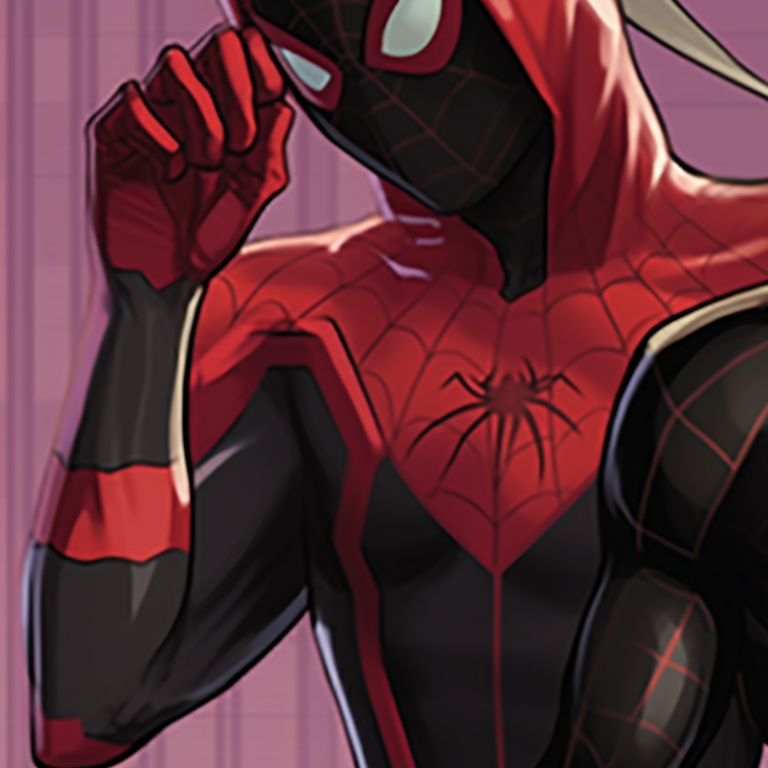 Miles and Gwen side by side in similar poses, emphasizing their shared strength and purpose. miles and gwen pfp alignment in spiderverse pfp for discord.