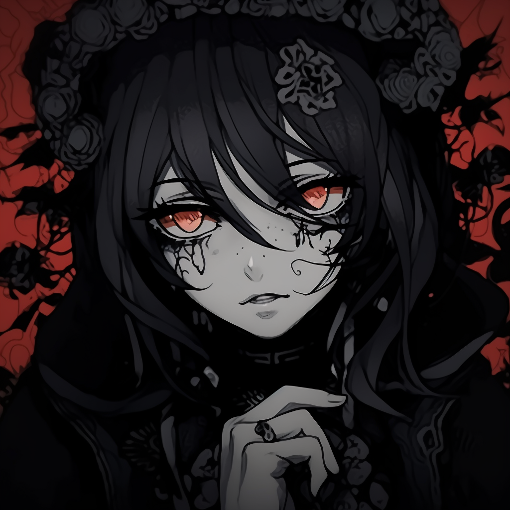 A dark anime character with an ethereal glow, combination of cool and warm color palette. mysterious dark aesthetic pfp pfp for discord.