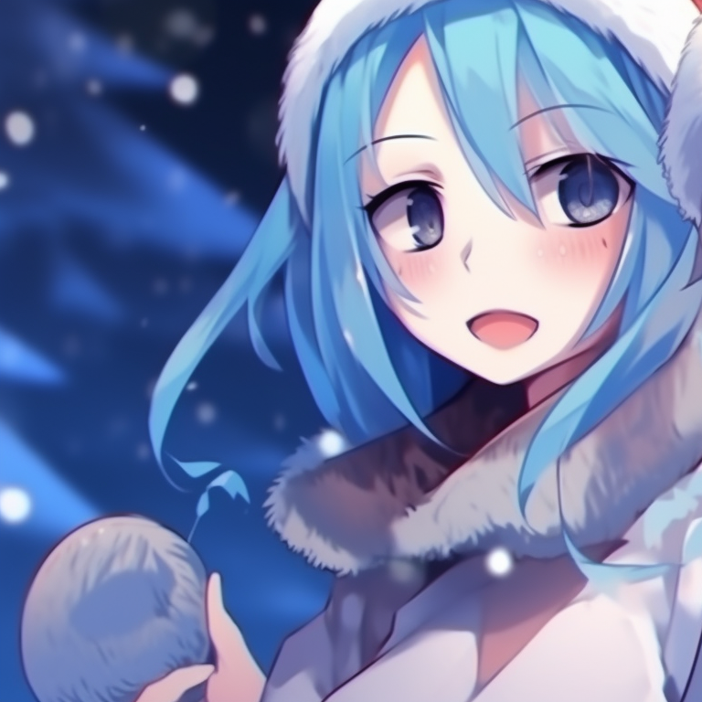 Two characters in matching snowflake masks, cool colors and peaceful expressions. matching mask christmas pfp outfit ideas pfp for discord.