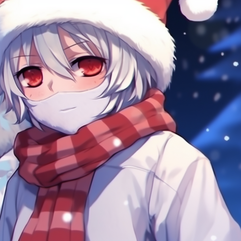 Two characters in matching snowflake masks, cool colors and peaceful expressions. matching mask christmas pfp outfit ideas pfp for discord.