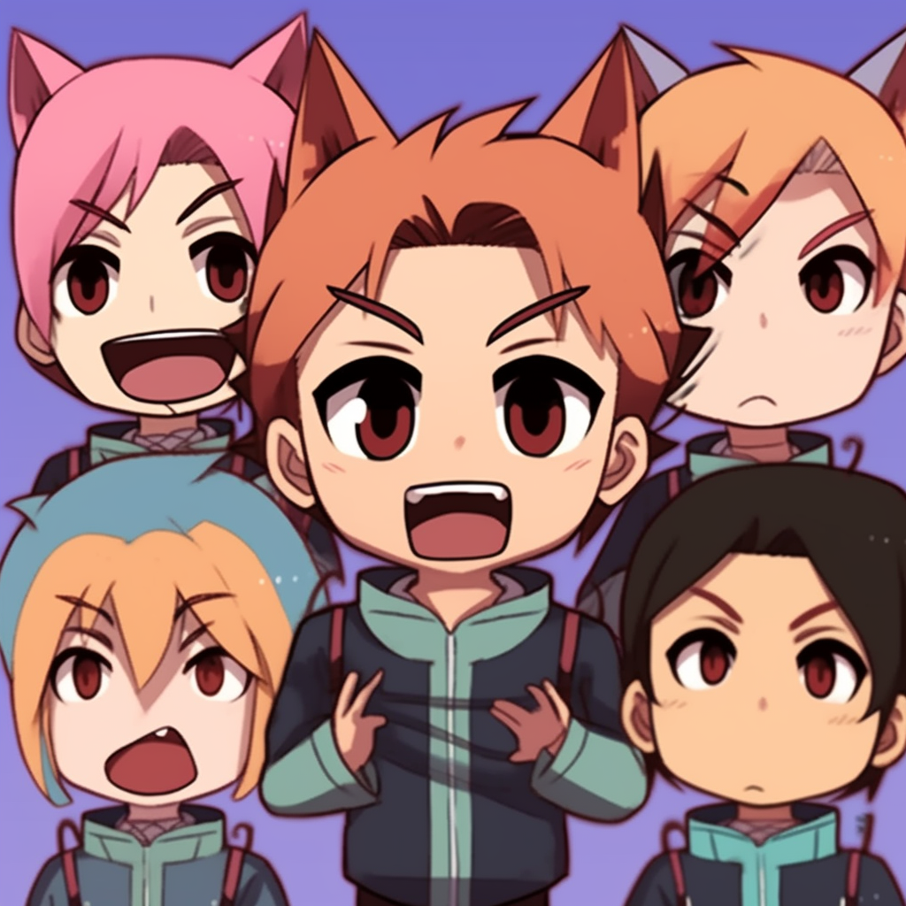 Close-up of a funny anime character, highlighting detailed facial features and amusing expressions. funny animated anime pfps