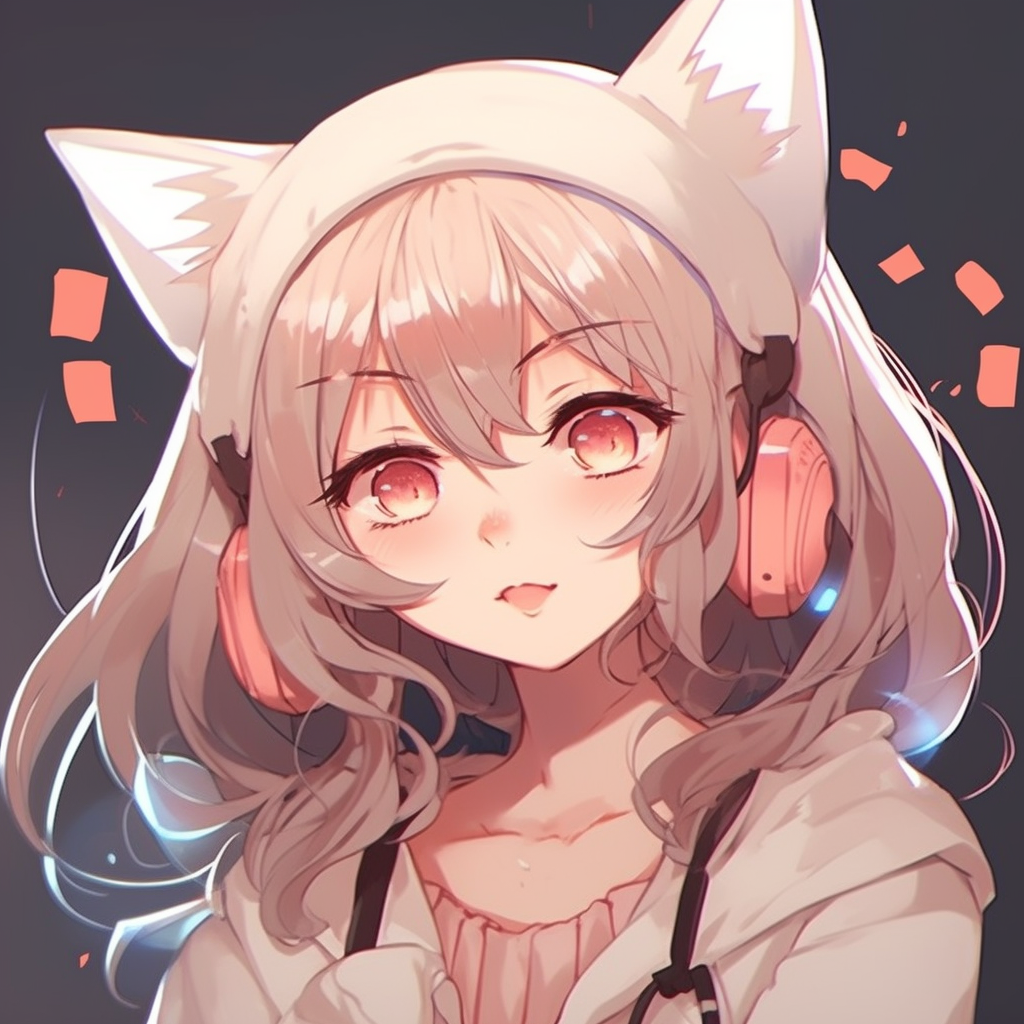 Charming anime girl with cat ears, art style uses detailed shading and vibrant colors. stylish cute animated pfp