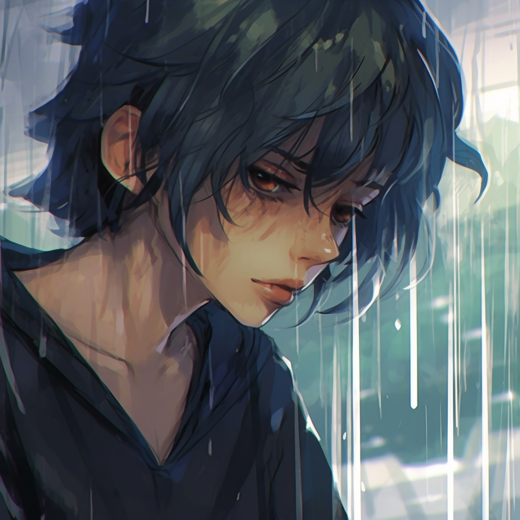 Profile view of a melancholic female character lost in deep thoughts, intricate hatching technique for shadows. anime depressed pfp: female characters pfp for discord.