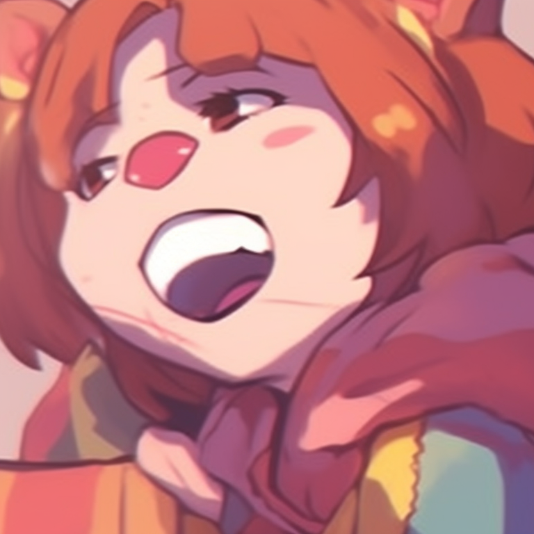 Close-up of two characters, detailed expressions showcasing fun and joy. pfp ideas for matching with laughter pfp for discord.