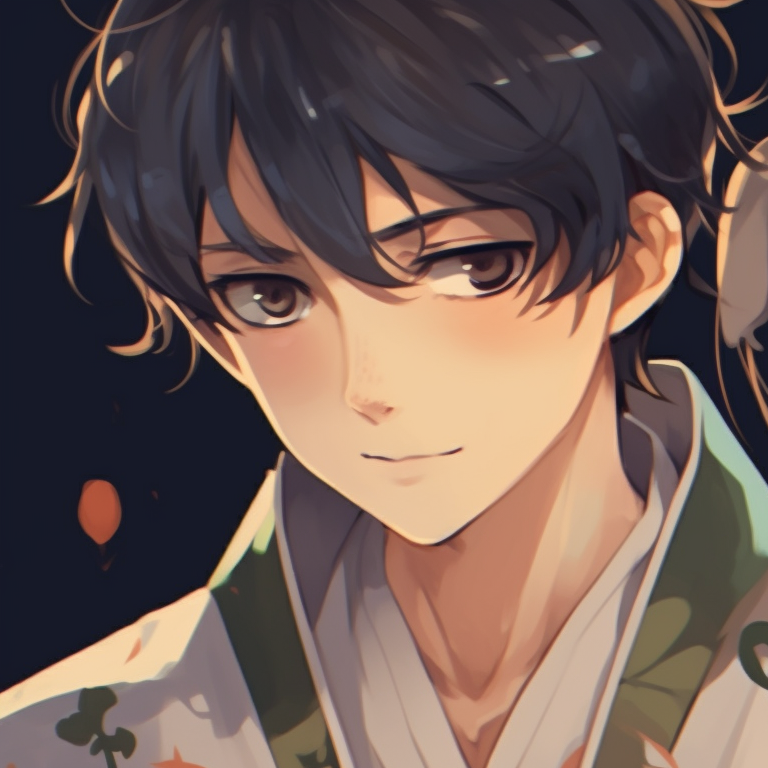 Two characters in detailed yukatas, neutral colors. anime themed matching pfp pfp for discord.