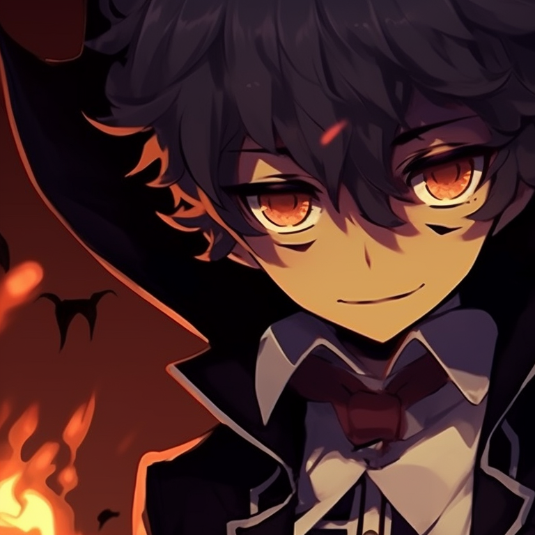 Profiles of two characters wearing ghoulish costumes, against a playful Halloween scenery. halloween theme pfp characters from a silent voice pfp for discord.