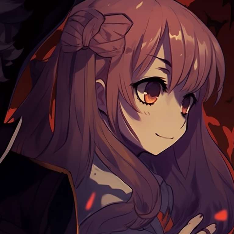 Profiles of two characters wearing ghoulish costumes, against a playful Halloween scenery. halloween theme pfp characters from a silent voice pfp for discord.