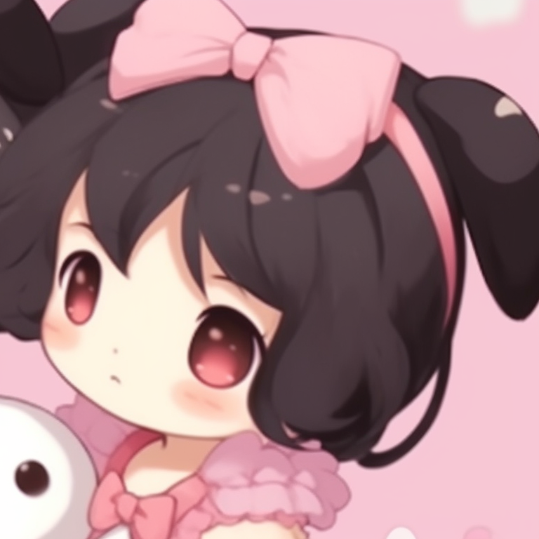 My Melody and Kuromi in a candid pose, playful expressions and soft colors. best collection of my melody and kuromi pfp match pfp for discord.