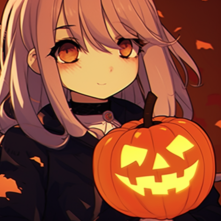 A close-up of two serious characters, fine detailing on their Gothic Halloween attire. matching anime pfp gif halloween theme collection pfp for discord.